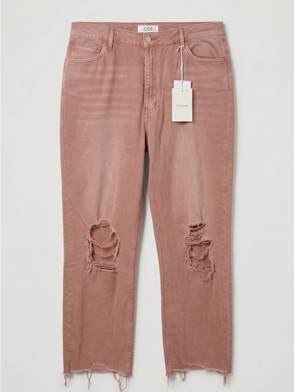 COS Distressed Wide-Leg Jeans in Dusty Rose